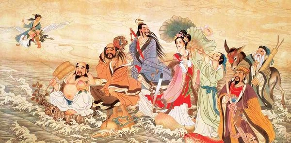 Bát Tiên Quá Hải là bức tranh gồm 8 vị thần tiên cùng du ngoạn trên biển